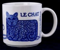 Taylor & NG LE CHAT Cat Cobalt Blue Coffee Mug Vintage 78